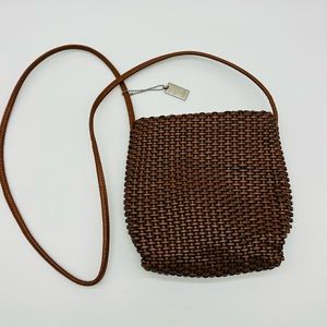 Nine West Faux Leather Brown Wicker Crossbody